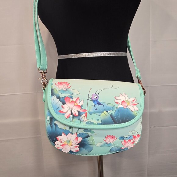 DISNEY  MULAN  Loungefly Crikee Lotus Mint Green Crossbody Bag Purse - Picture 1 of 10